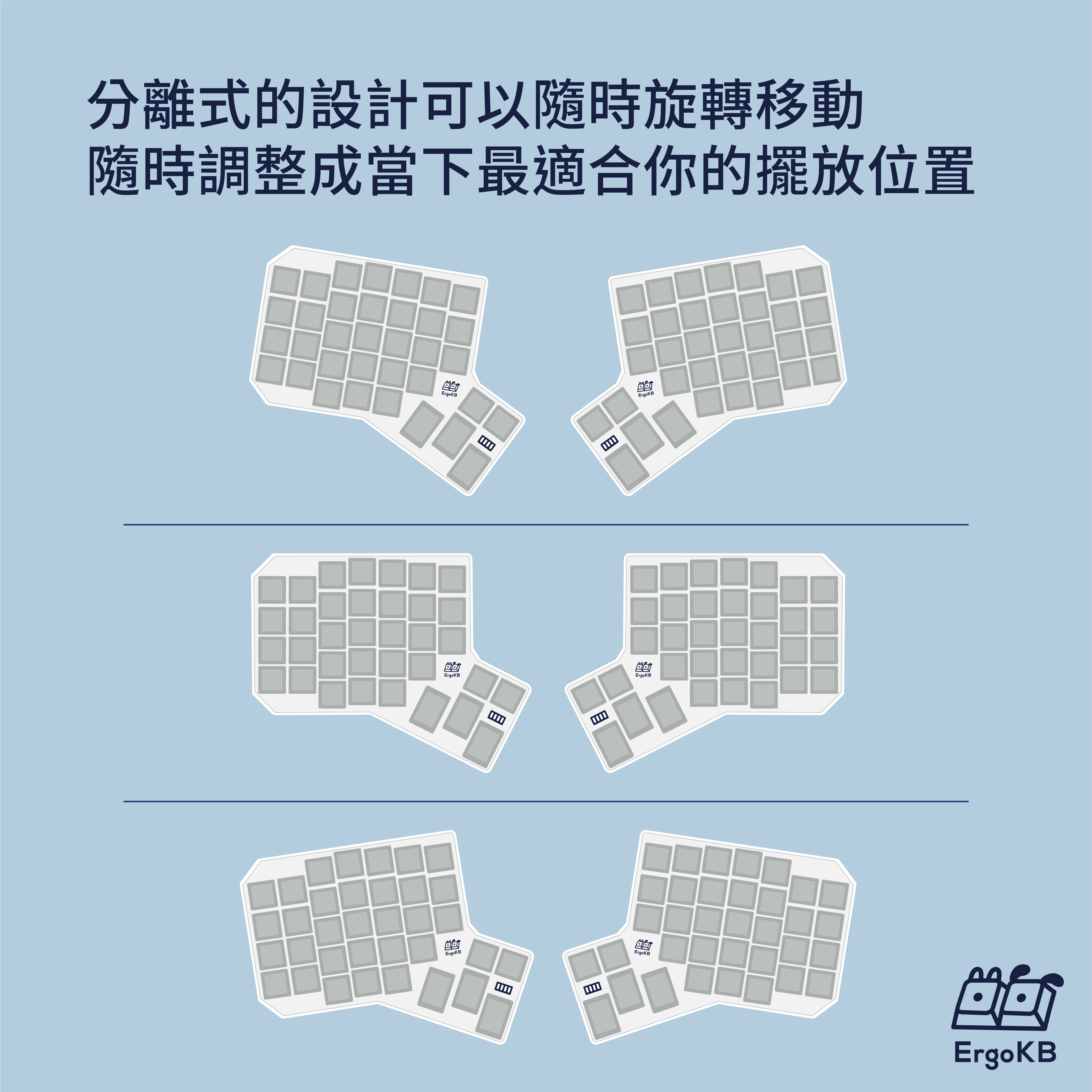 分離式的設計可以隨時旋轉移動，隨時調整成當下最適合你的擺放位置